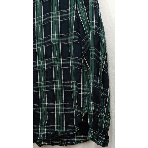 Loft Plaid Mock Neck Top Women’s S Green Blue Long Sleeve Grunge Preppy EUC - Picture 3 of 7